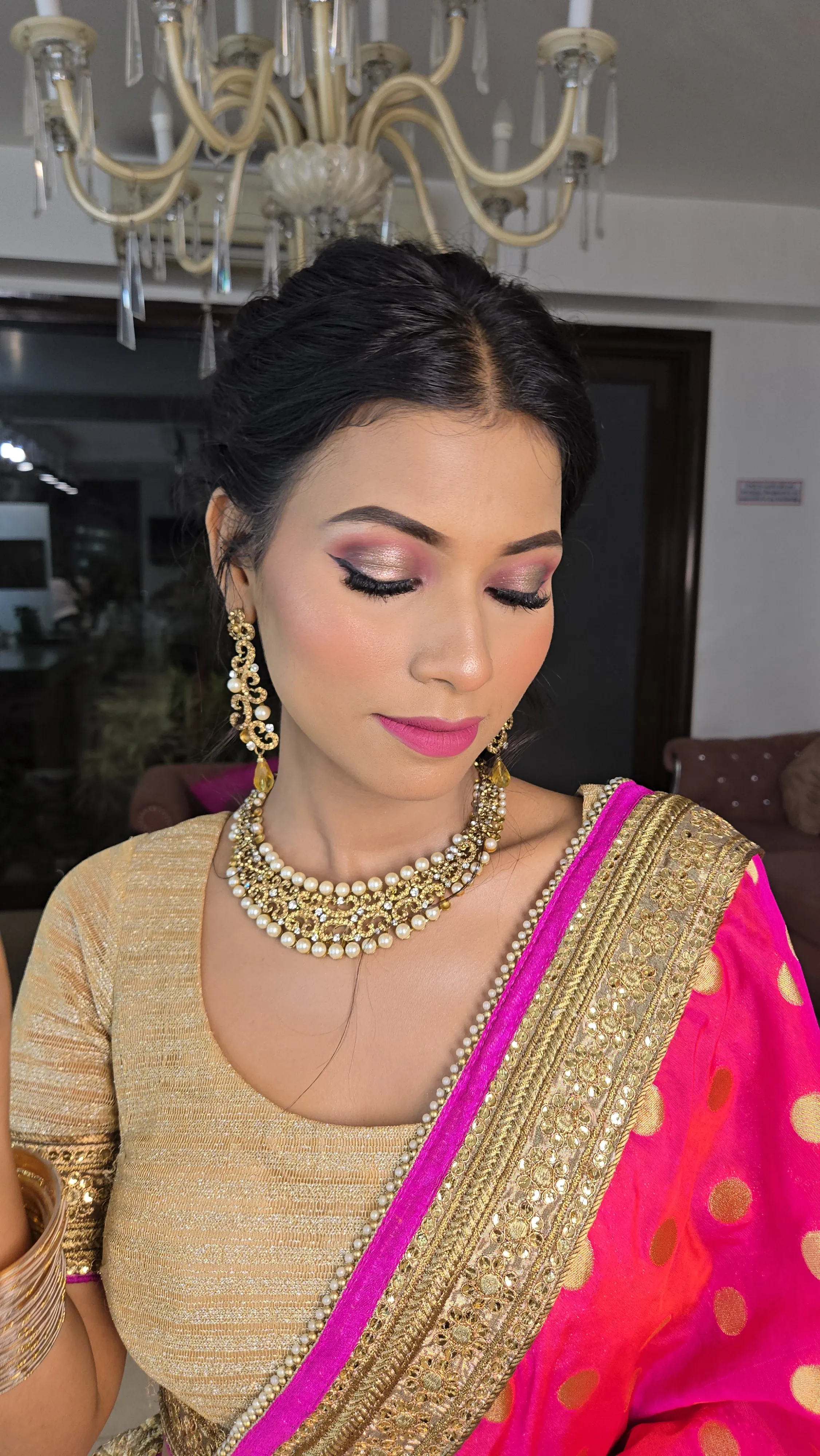 Detailed bridal makeup and jewellery styling
